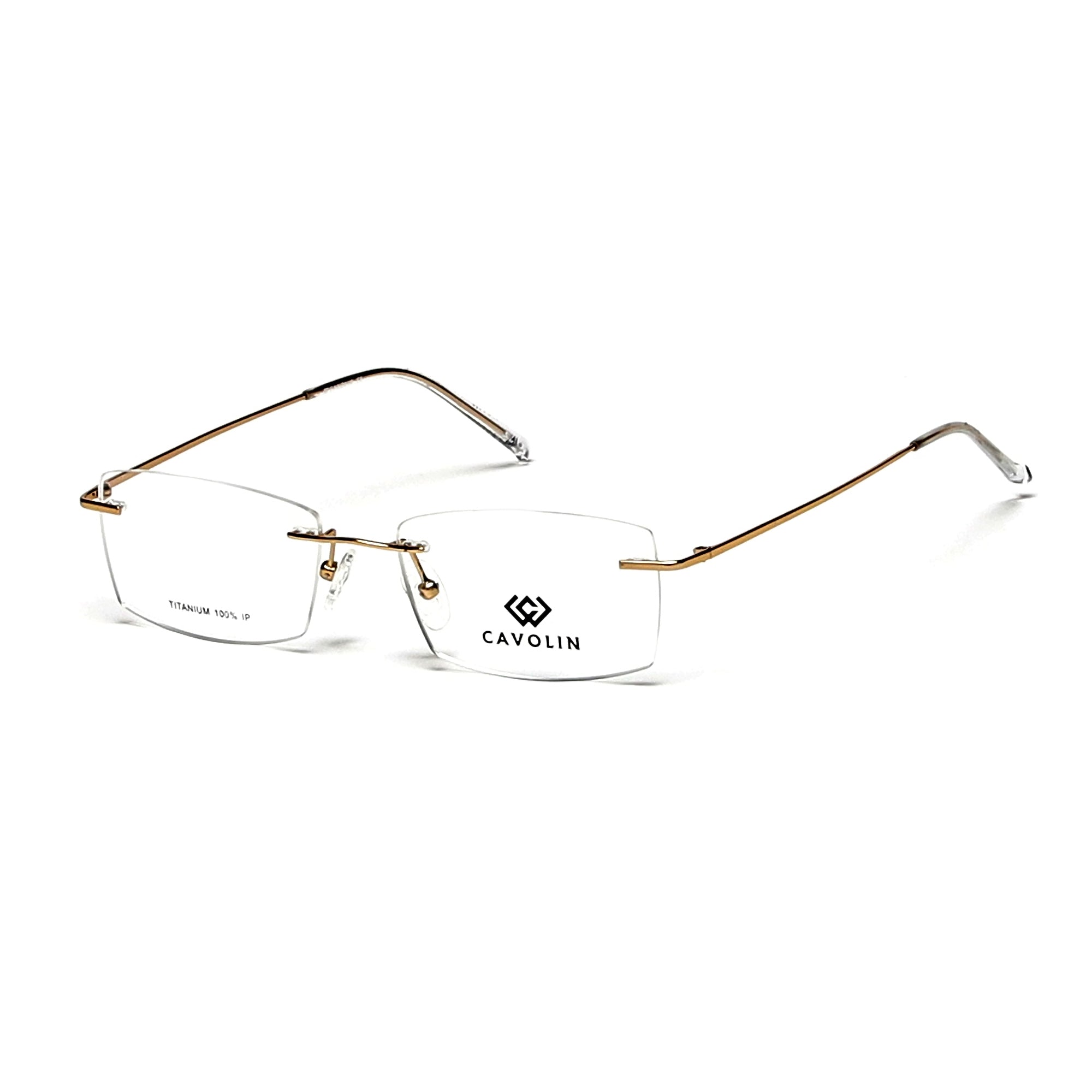 Cavolin Gold Rectangle Eyeglasses