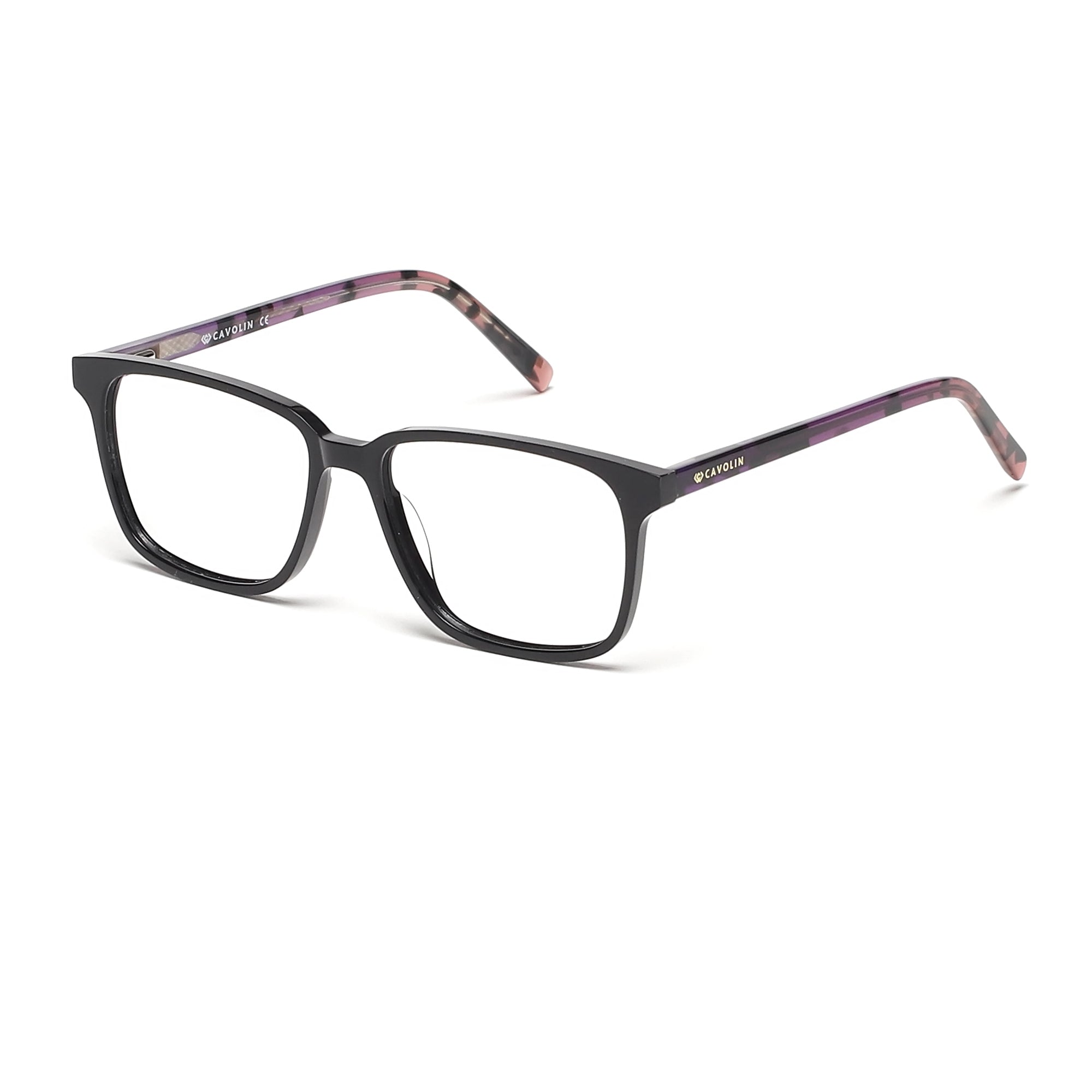 Cavolin Black Purple Rectangle Eyeglasses