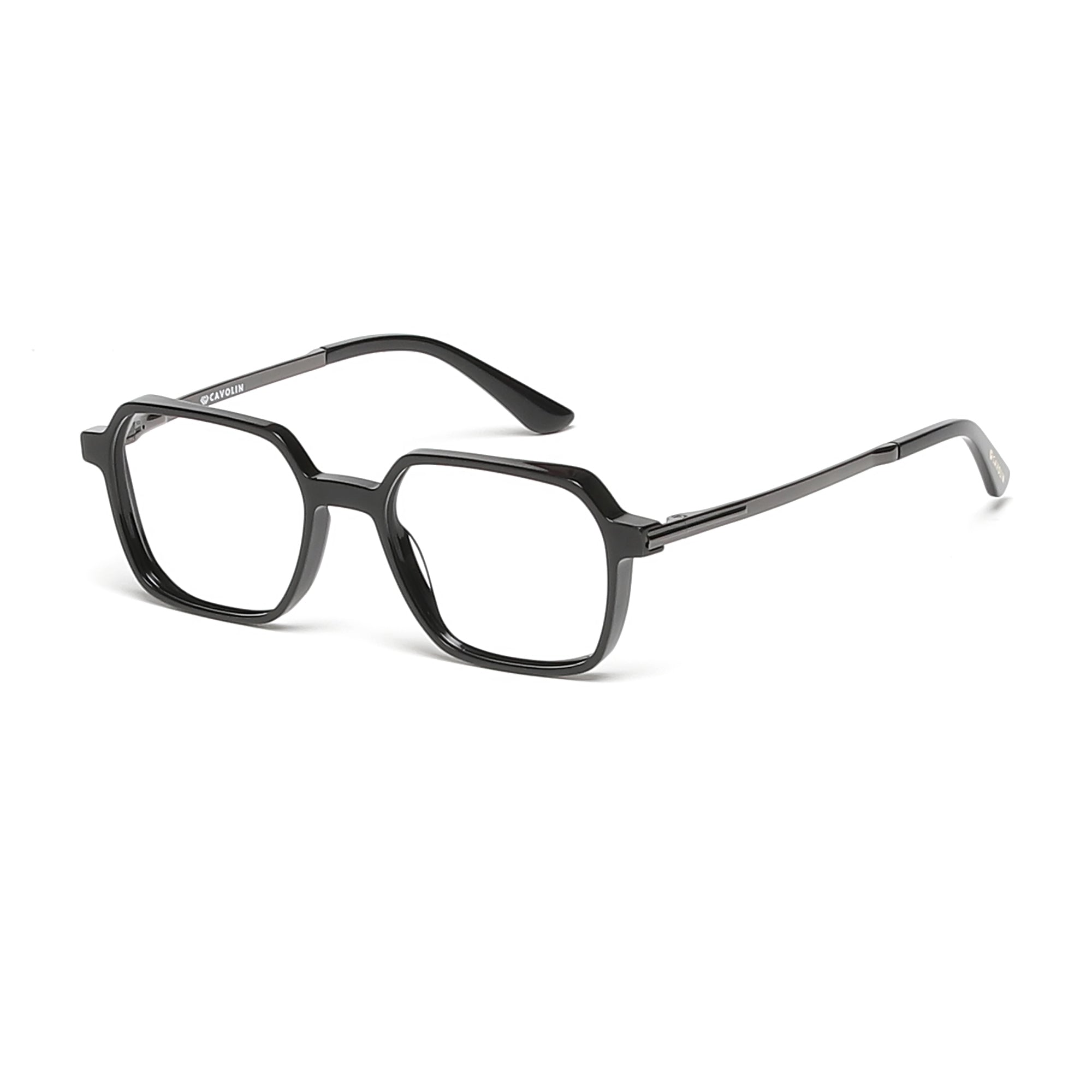 Cavolin Black Clip On Geometric Eyeglasses