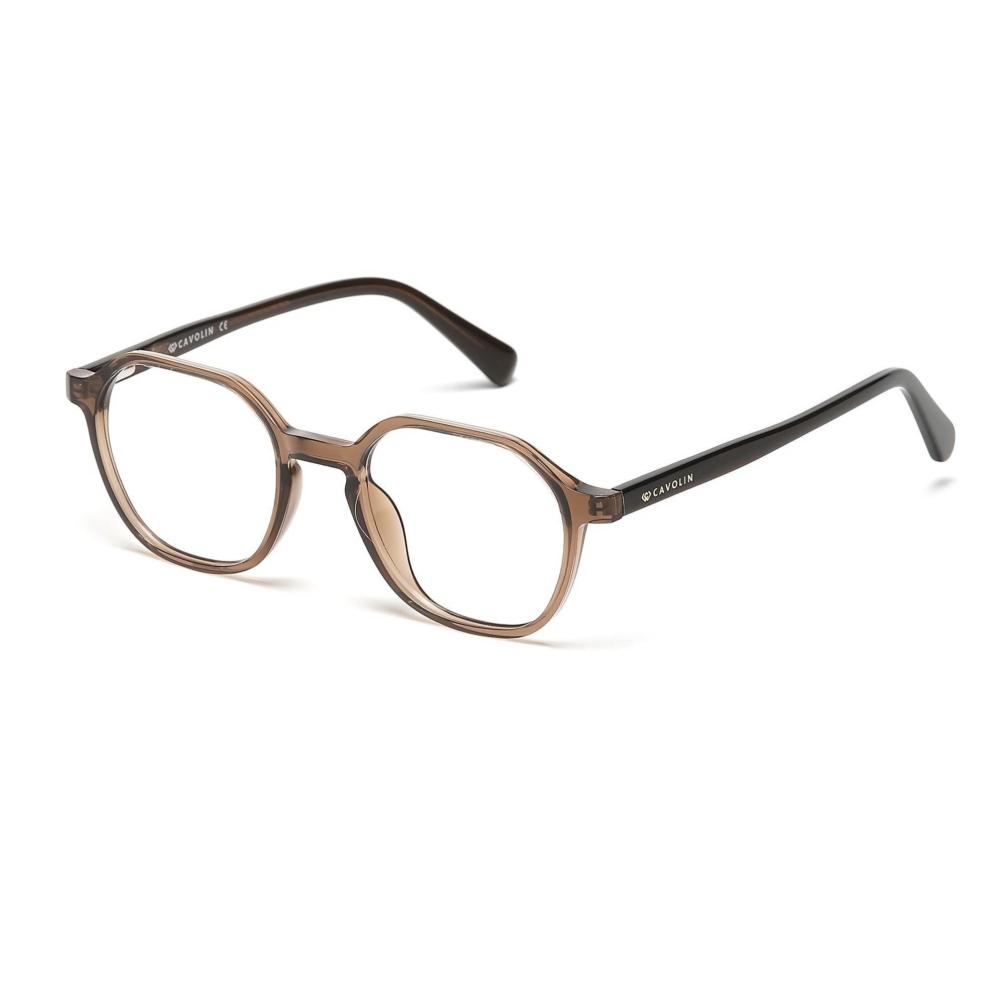 Cavolin Brown Hexagonal Eyeglasses