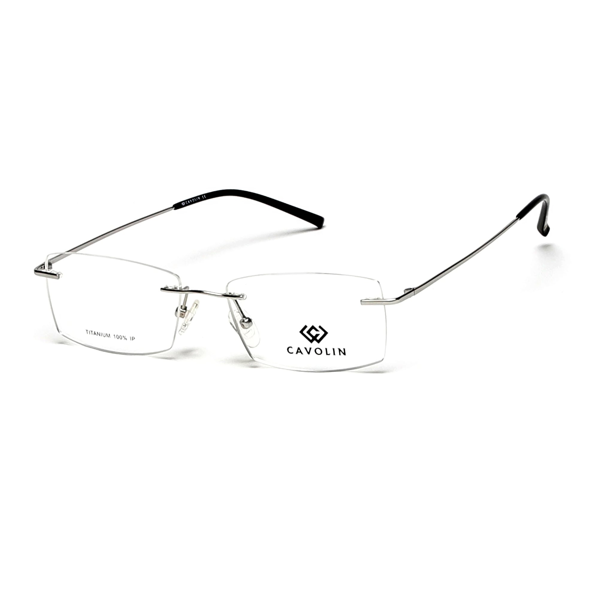 Cavolin Silver Rectangle Eyeglasses