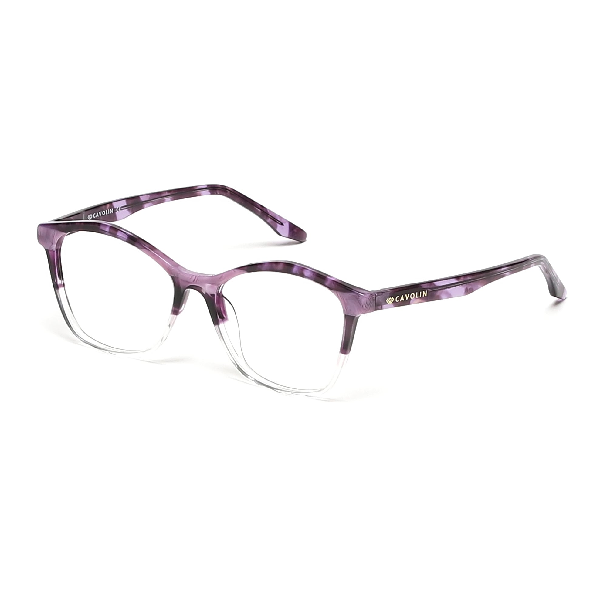 Cavolin Purple Transparent Cat Eye Eyeglasses