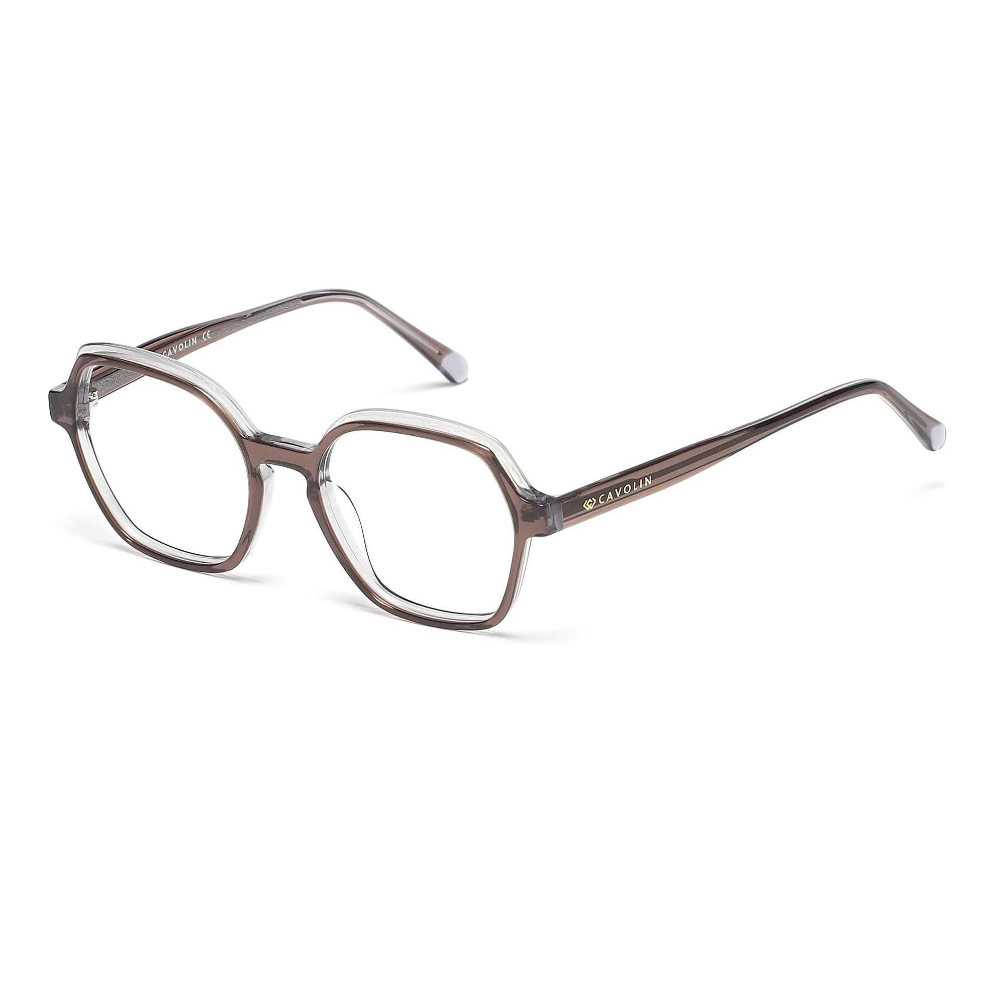 Cavolin Brown Hexagonal Eyeglasses