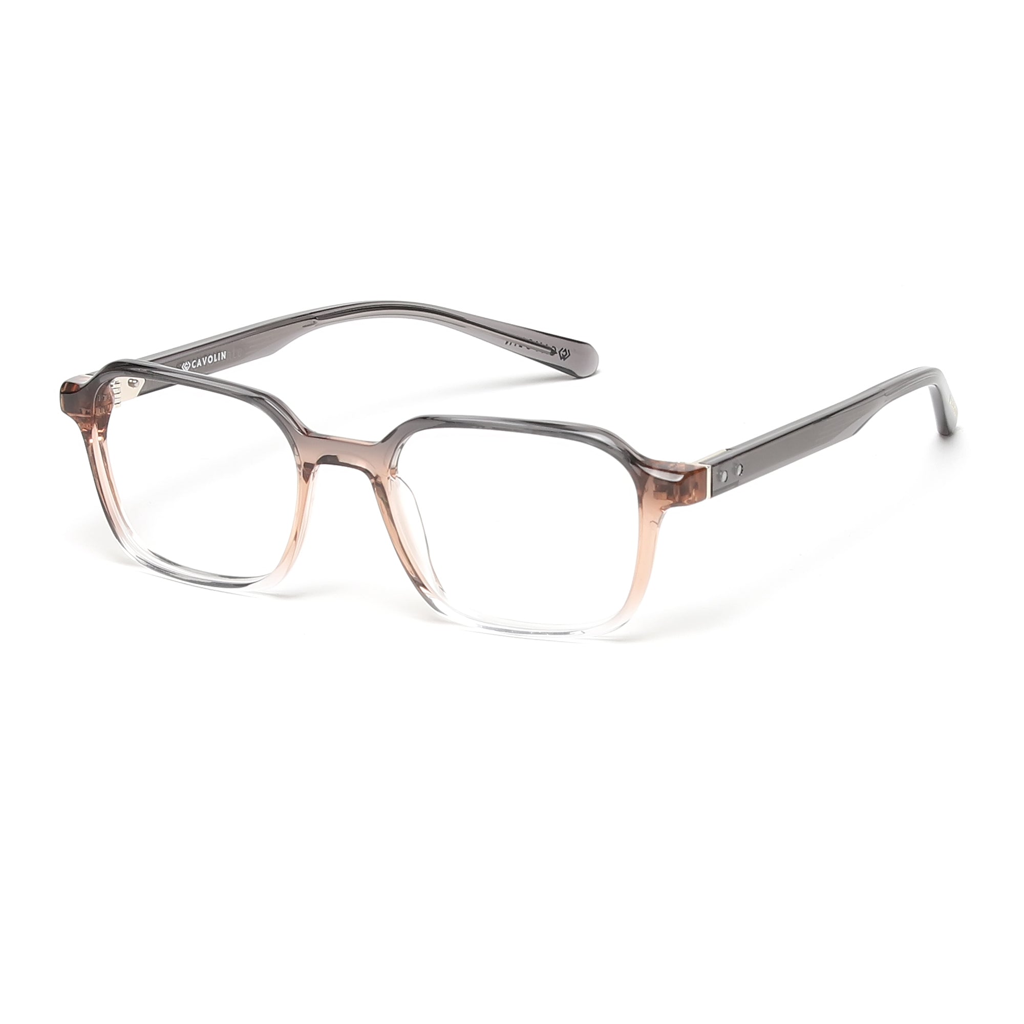 Cavolin Brown Transparent Square Eyeglasses