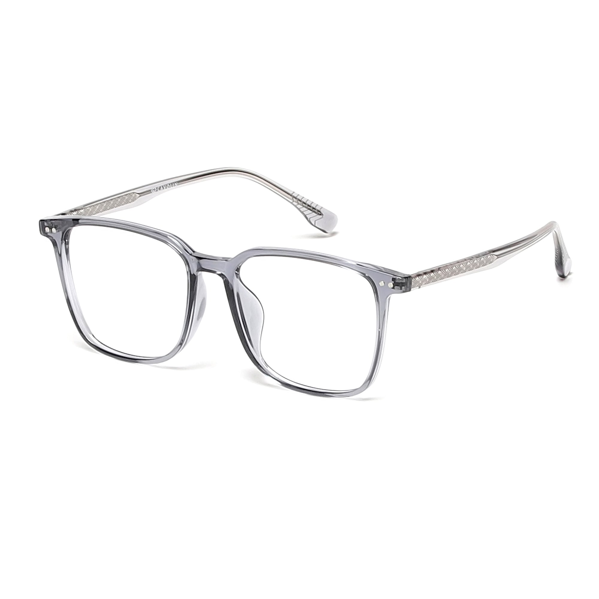 Cavolin Blue Grey Transparent Rectangle Eyeglasses