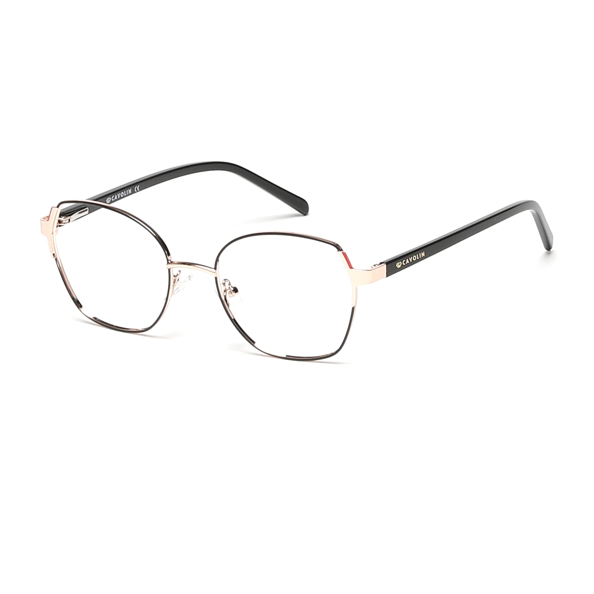 Cavolin Gold Black Geometric Eyeglasses