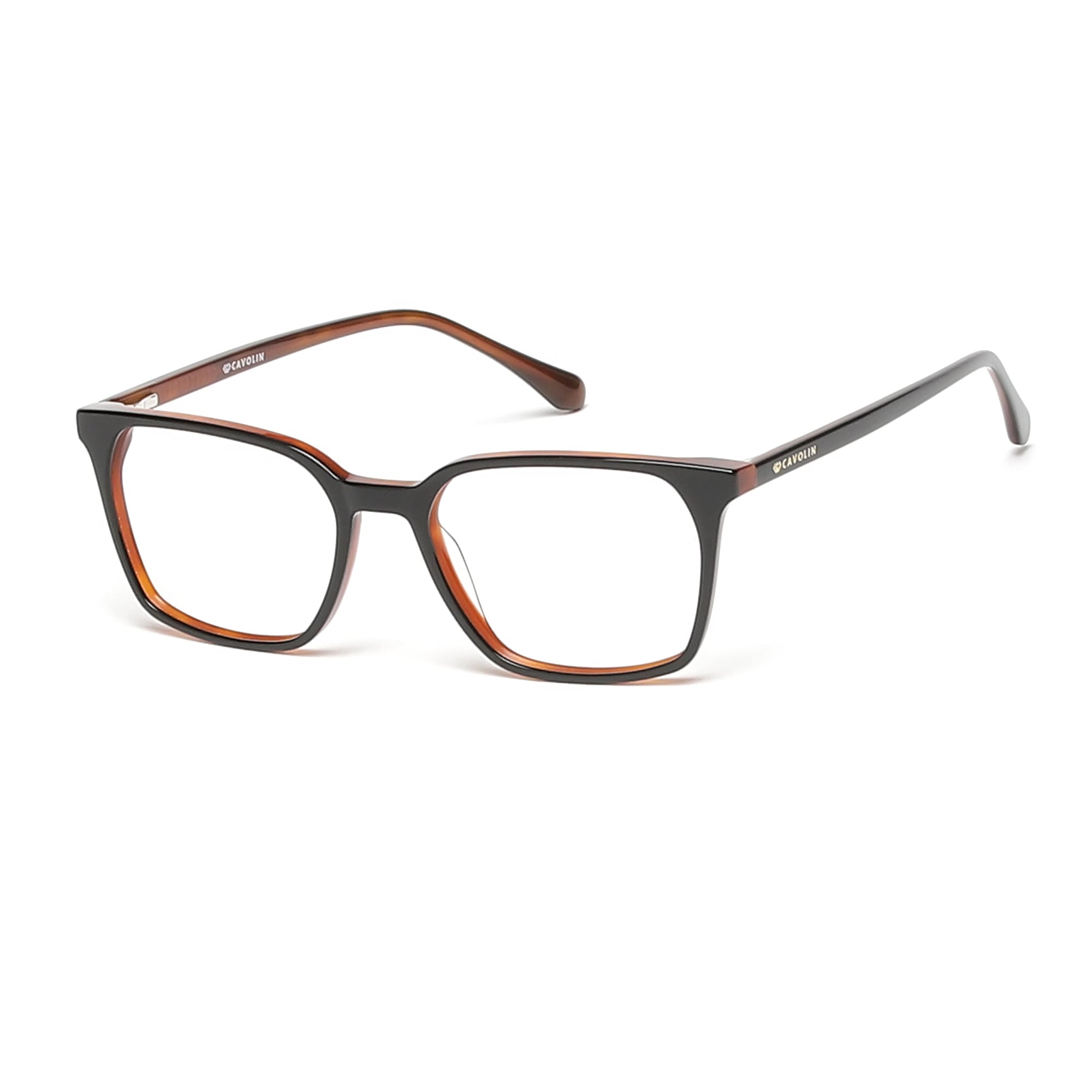 Cavolin Black Brown Square Eyeglasses