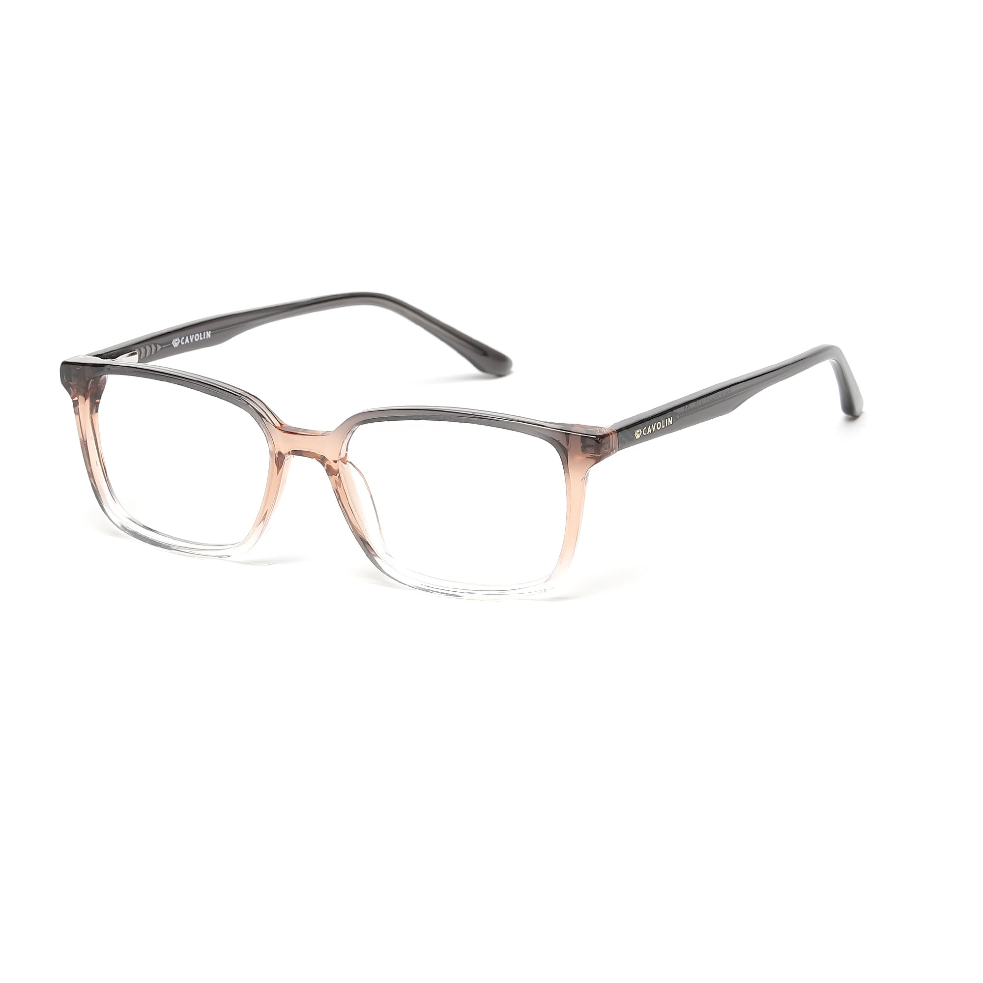 Cavolin Brown Transparent Rectangle Eyeglasses