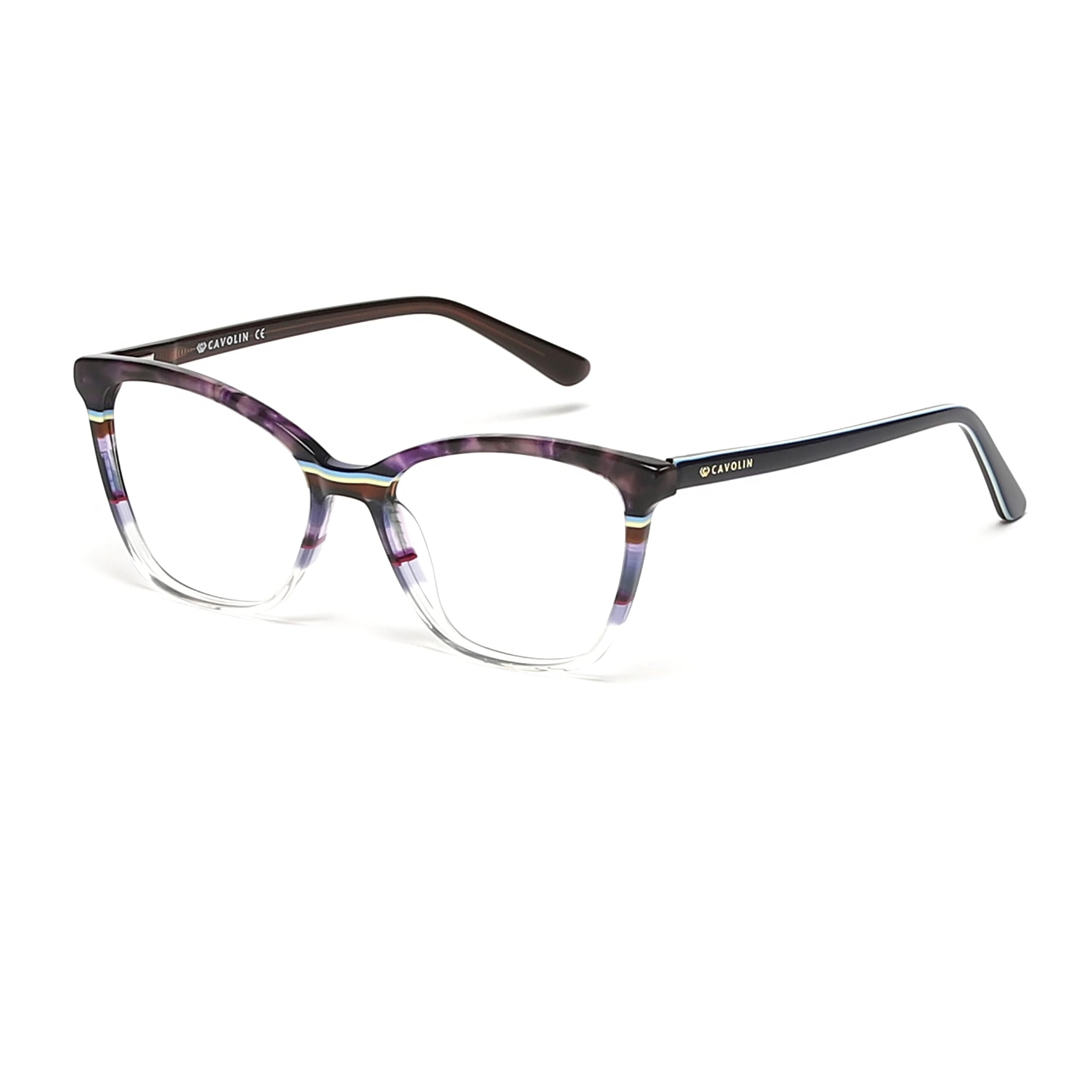 Cavolin Purple Transparent Cat Eye Eyeglasses