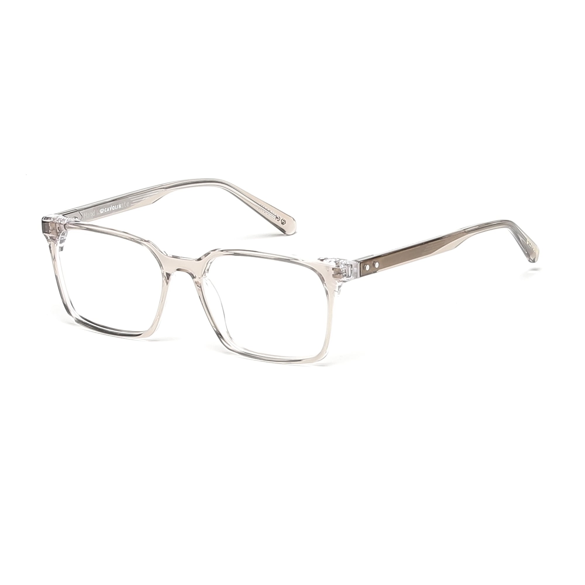Cavolin Brown Transparent Rectangle Eyeglasses