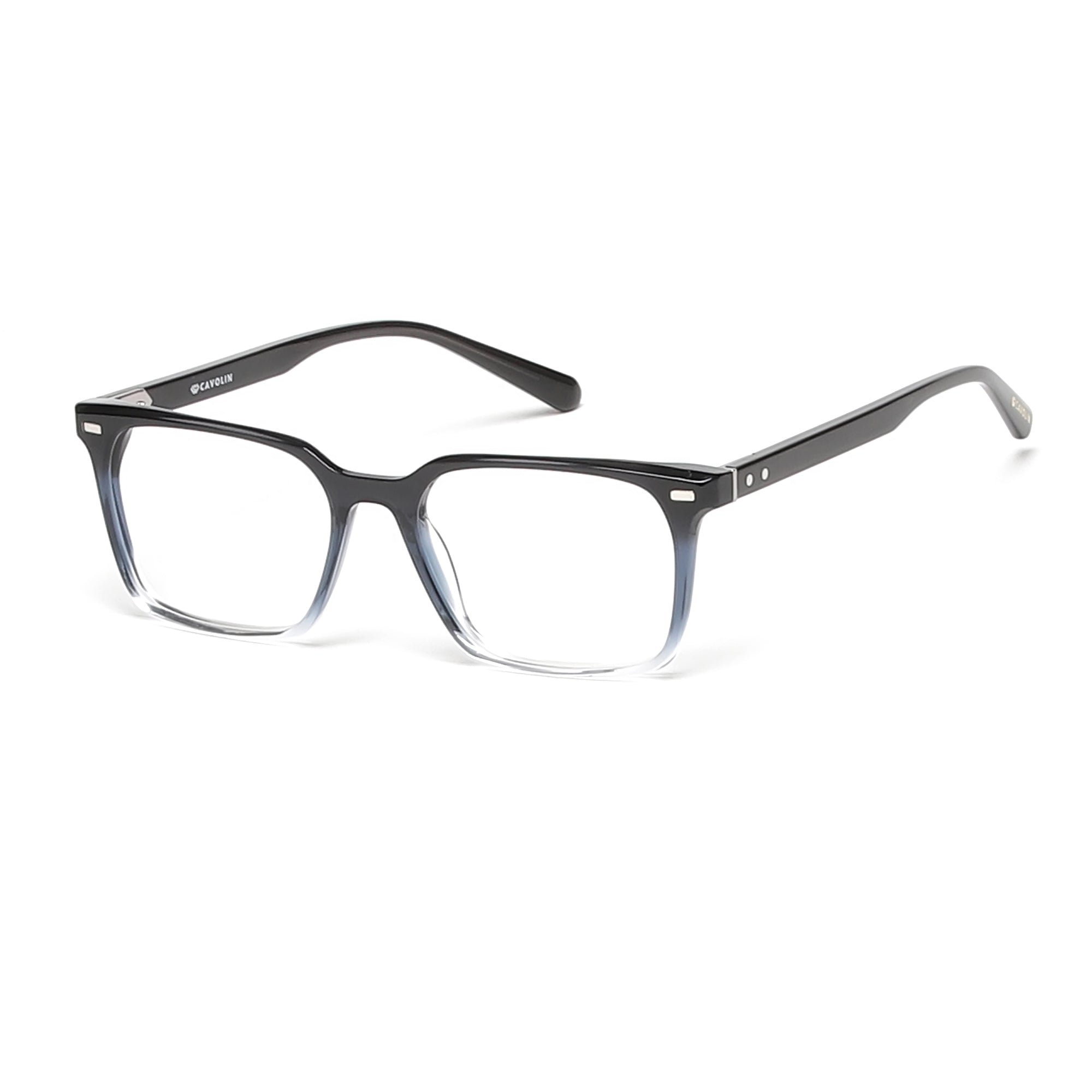 Cavolin Black Transparent Clip On Square Eyeglasses