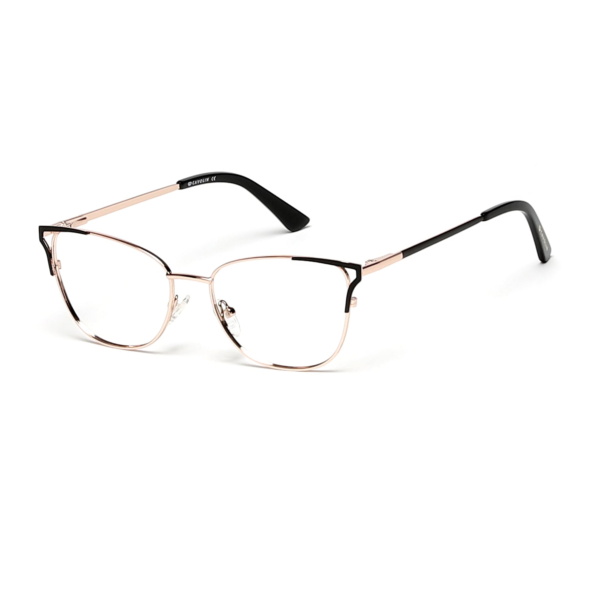 Cavolin Gold Black Cat Eye Eyeglasses