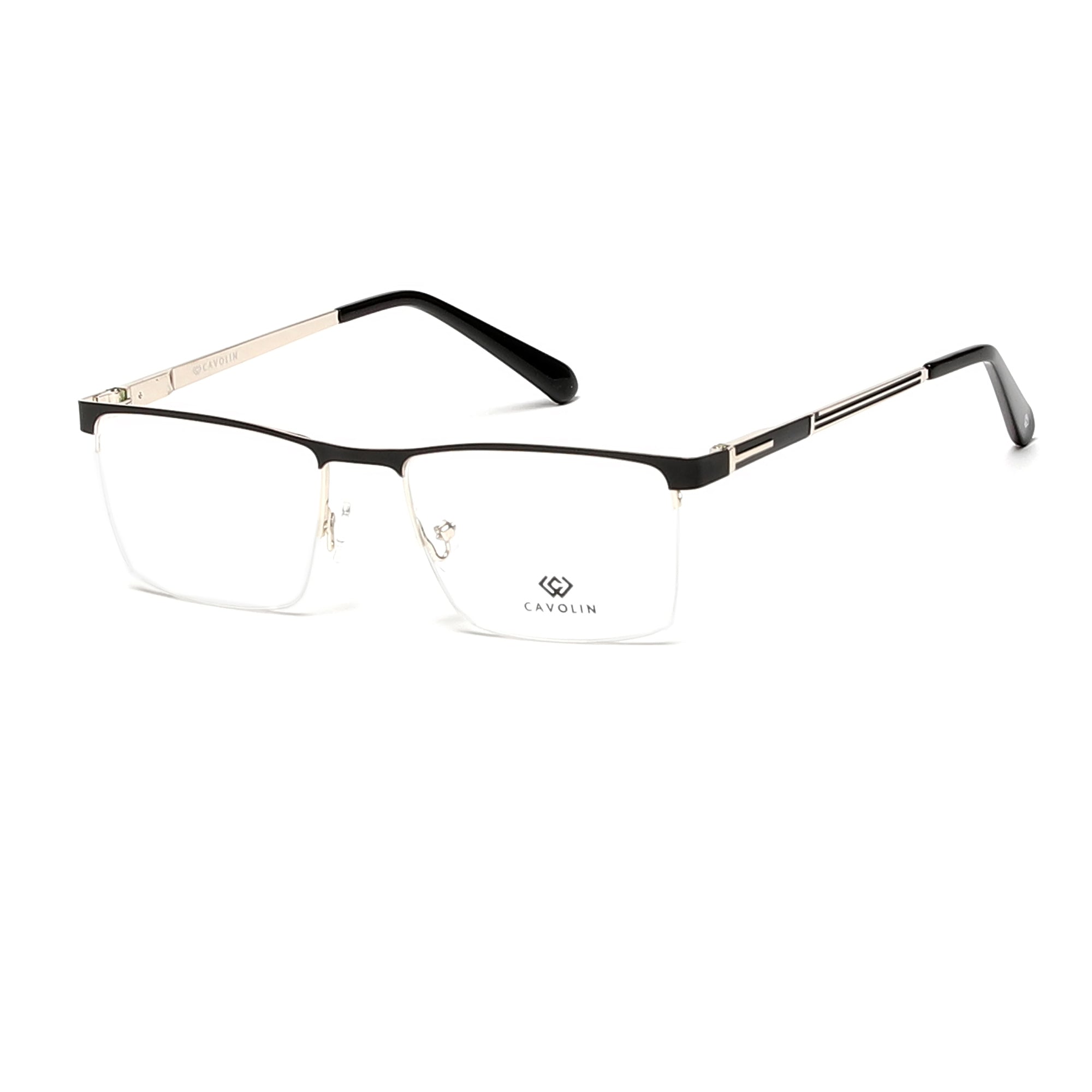 Cavolin Black Gold Rectangle Eyeglasses