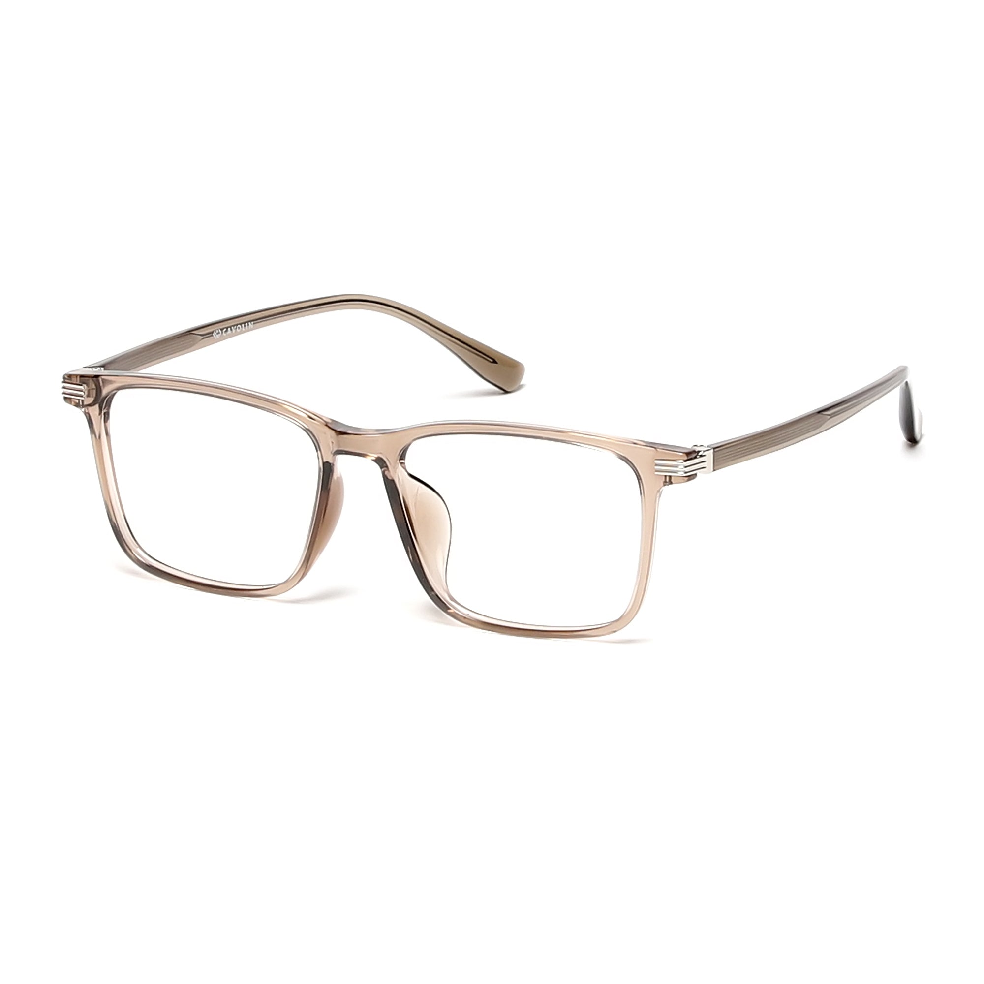 Cavolin Brown Transparent Rectangle Eyeglasses