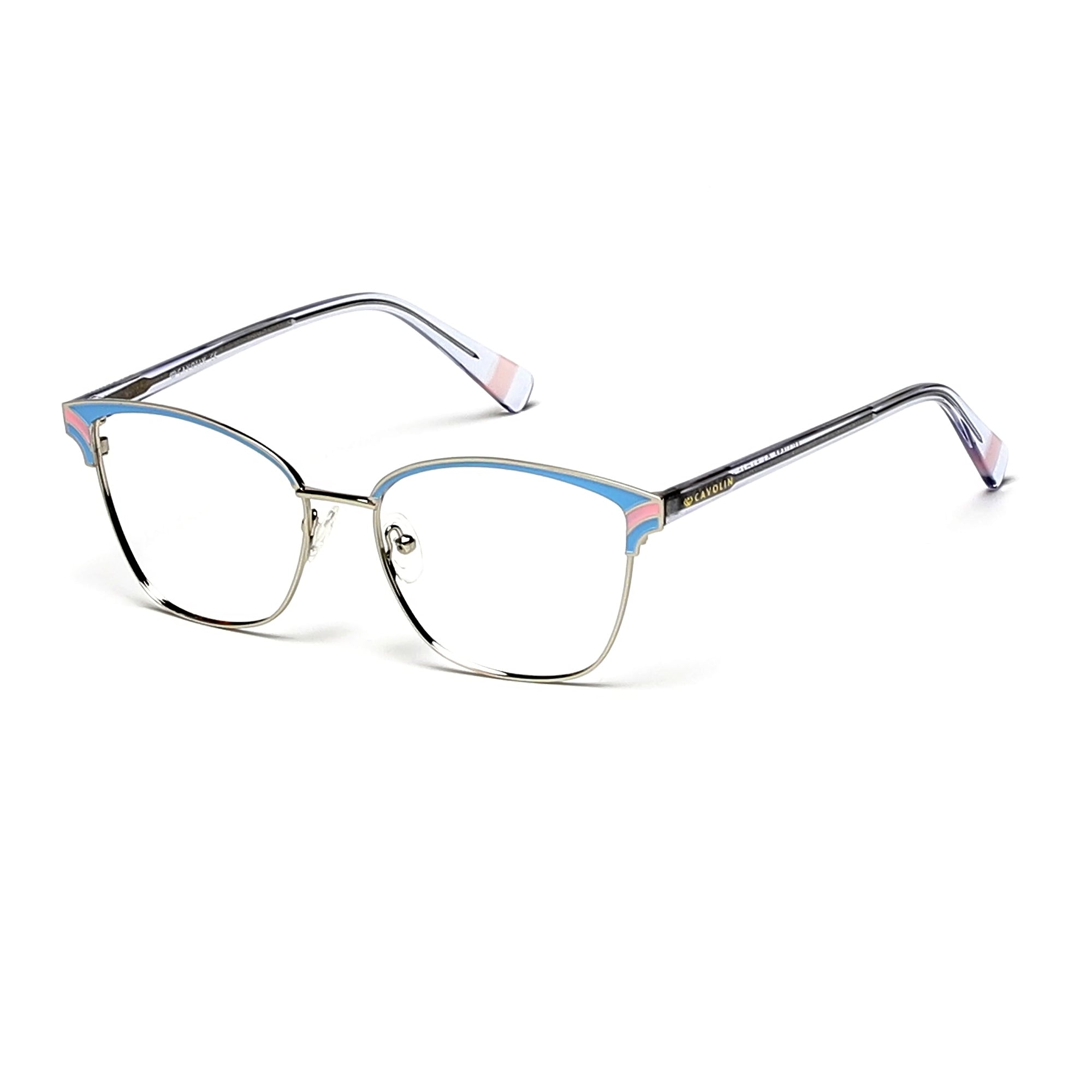 Cavolin Silver Blue Cat Eye Eyeglasses