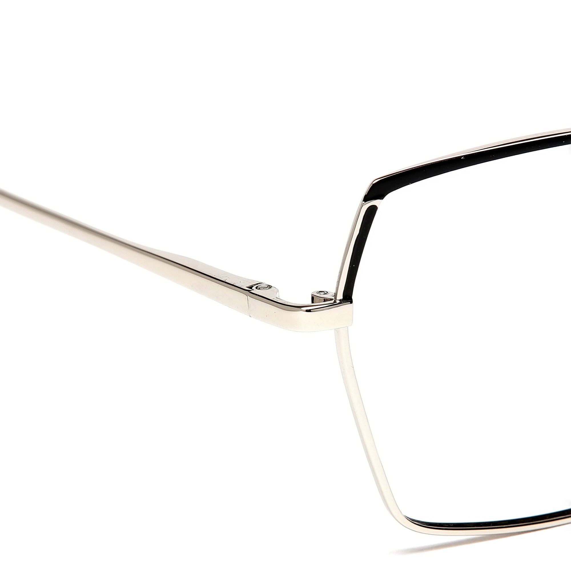 Cavolin Silver Black Geometric Eyeglasses