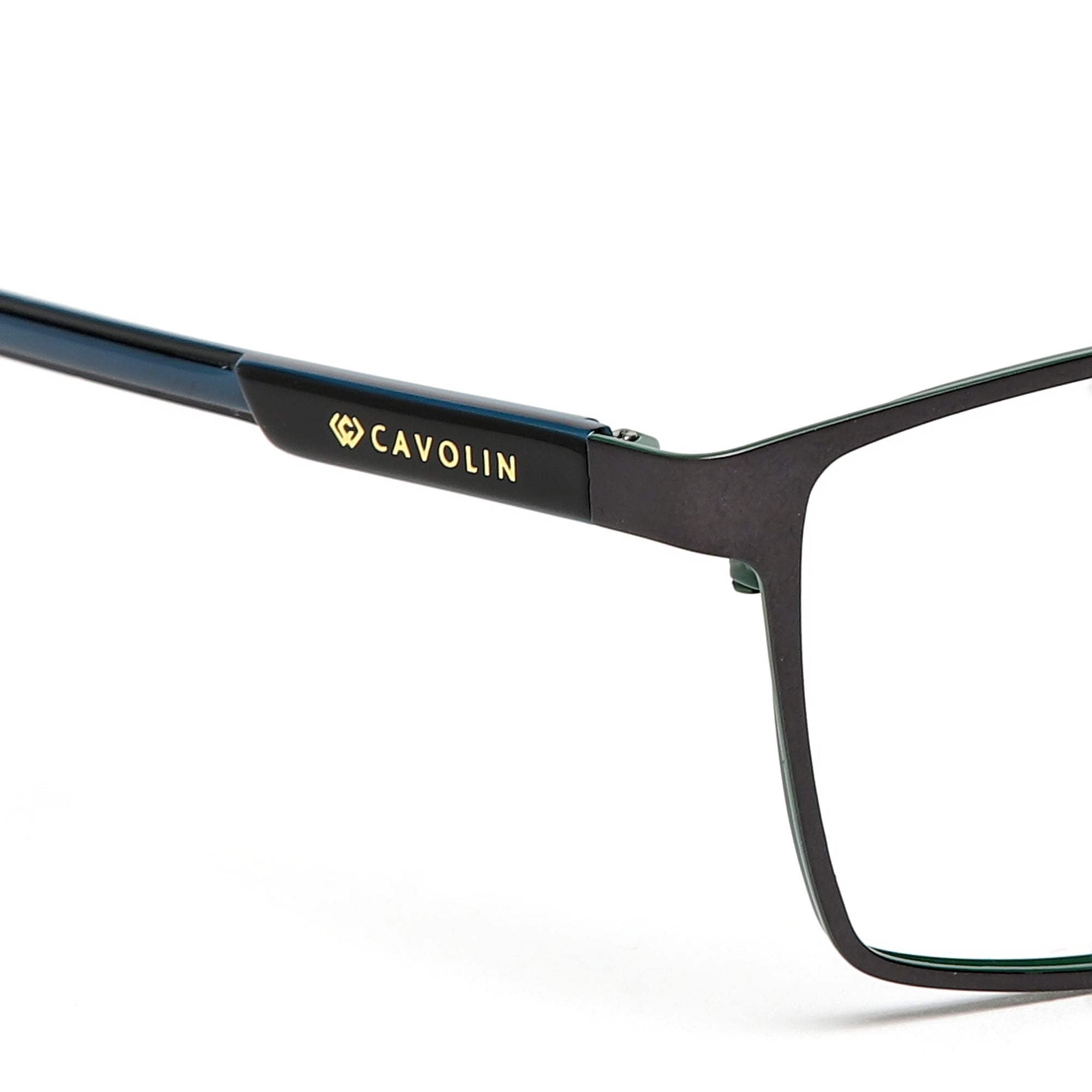 Cavolin Gun Metal Green Rectangle Eyeglasses