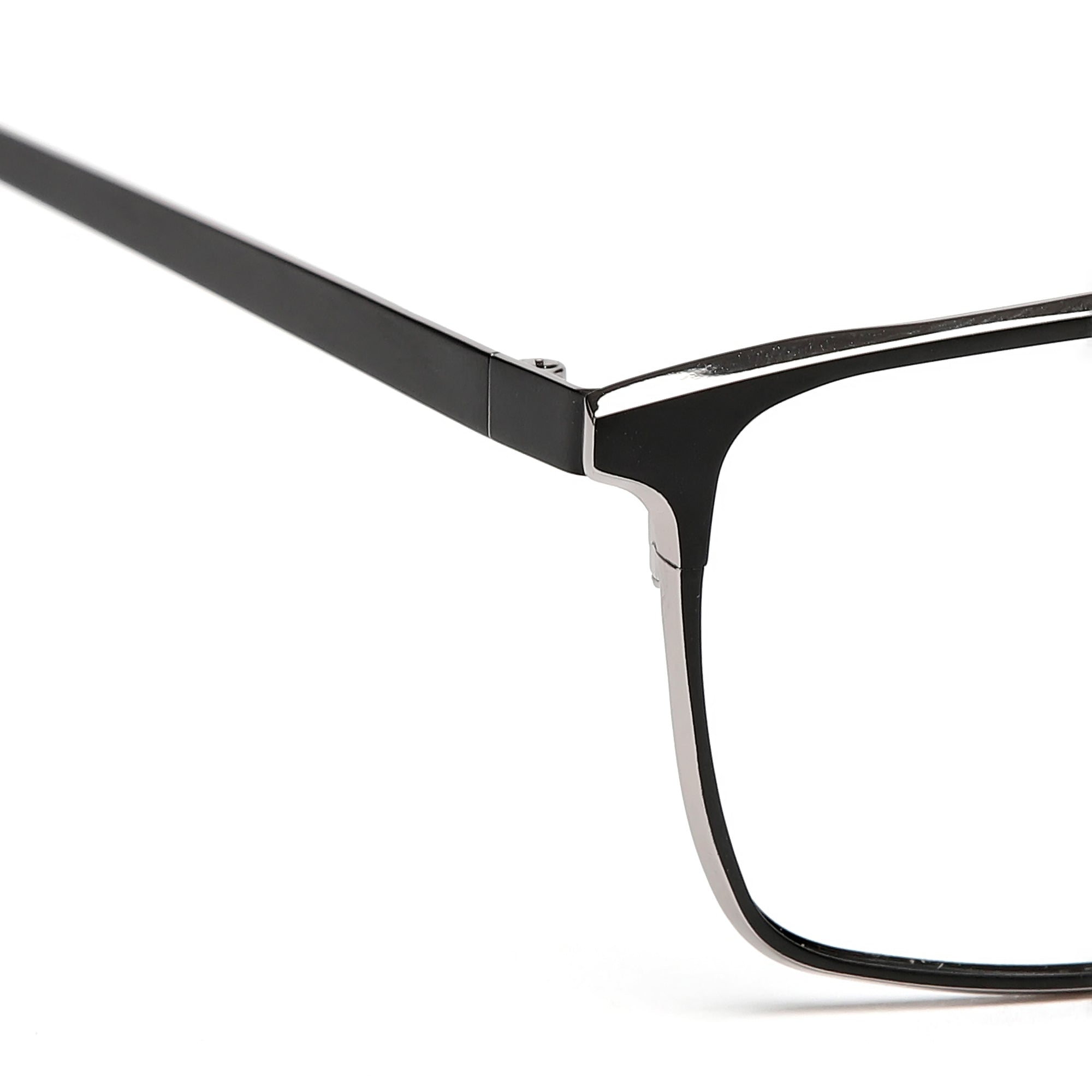 Cavolin Black Silver Rectangle Eyeglasses