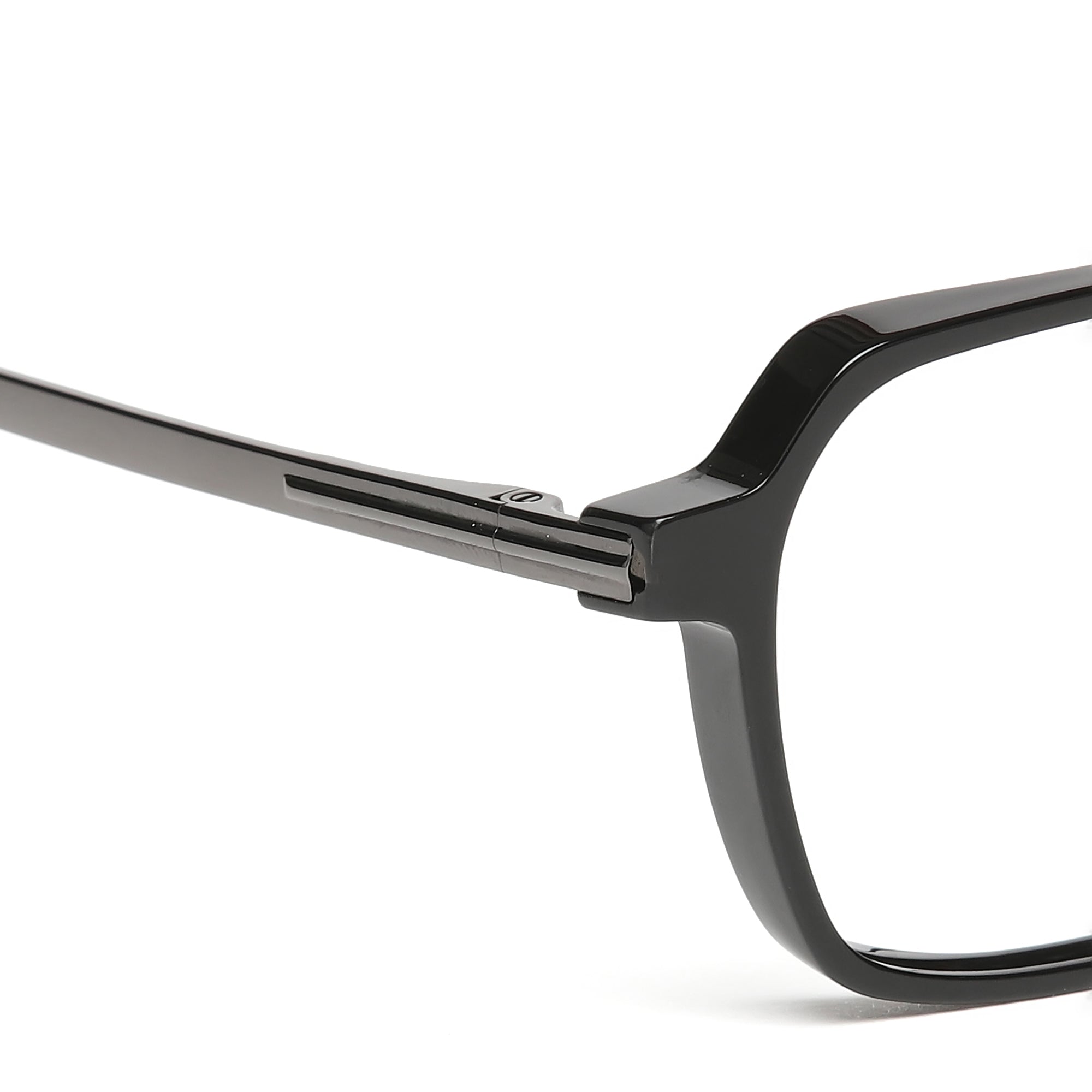 Cavolin Black Clip On Geometric Eyeglasses