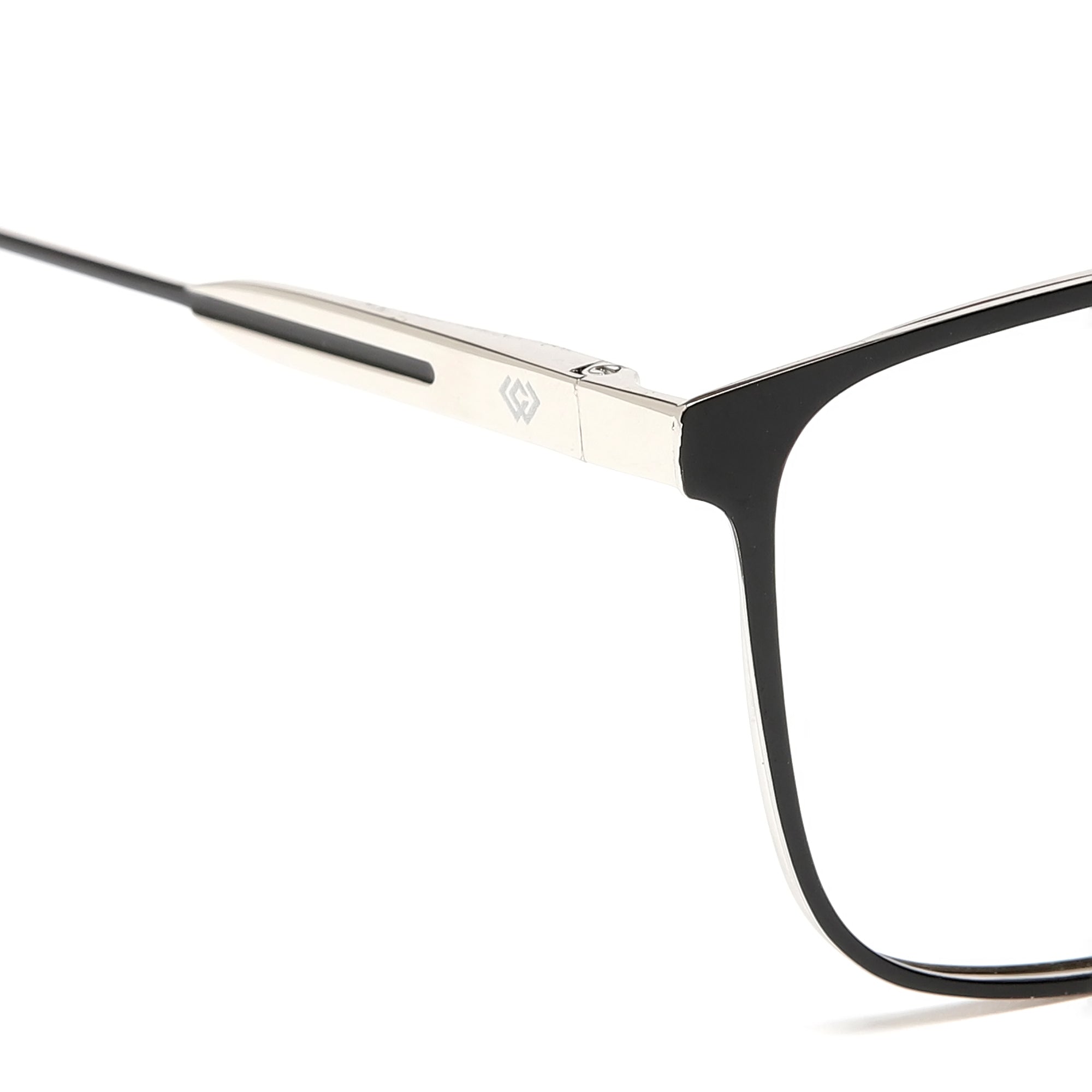 Cavolin Black Silver Rectangle Eyeglasses