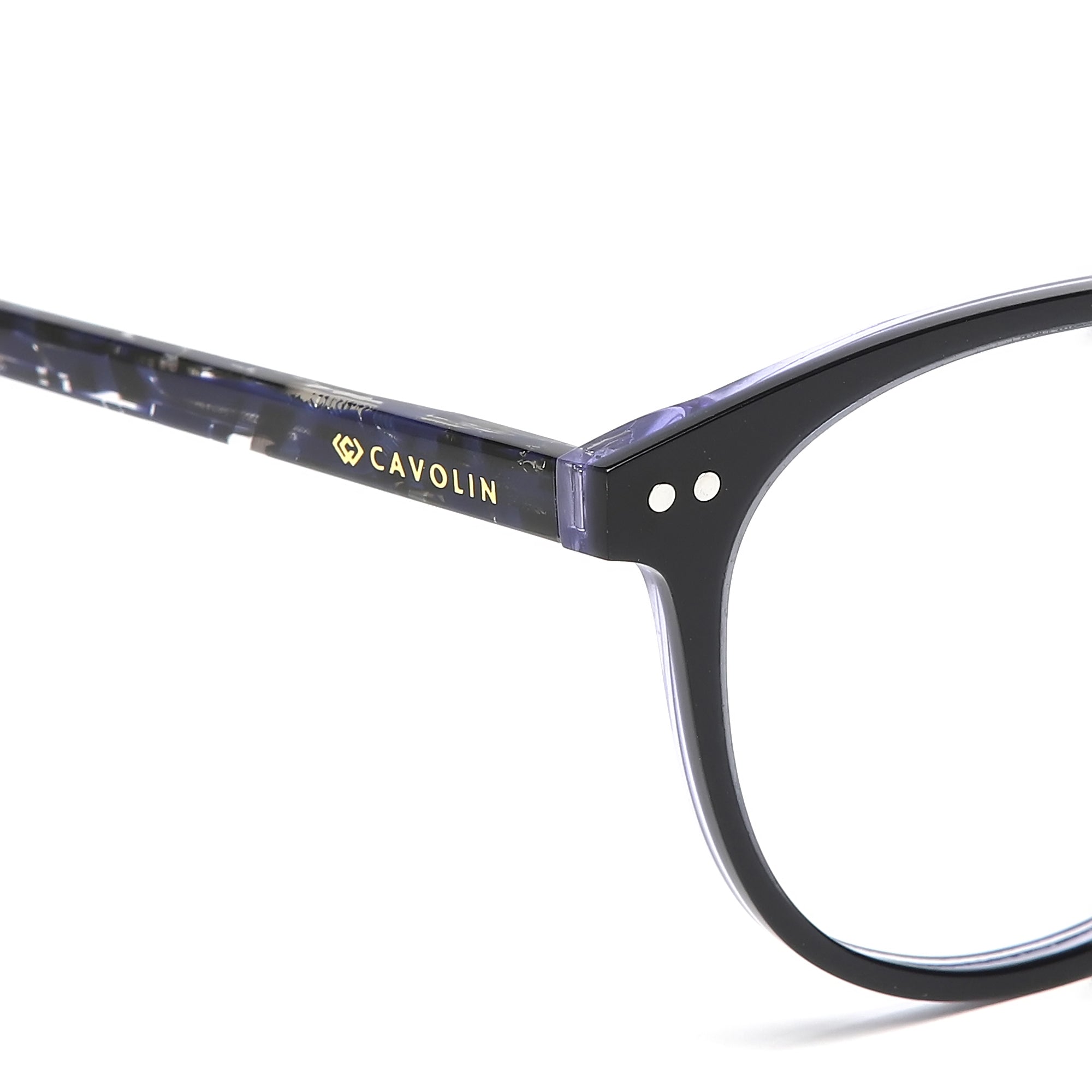 Cavolin Black Purple Round Eyeglasses