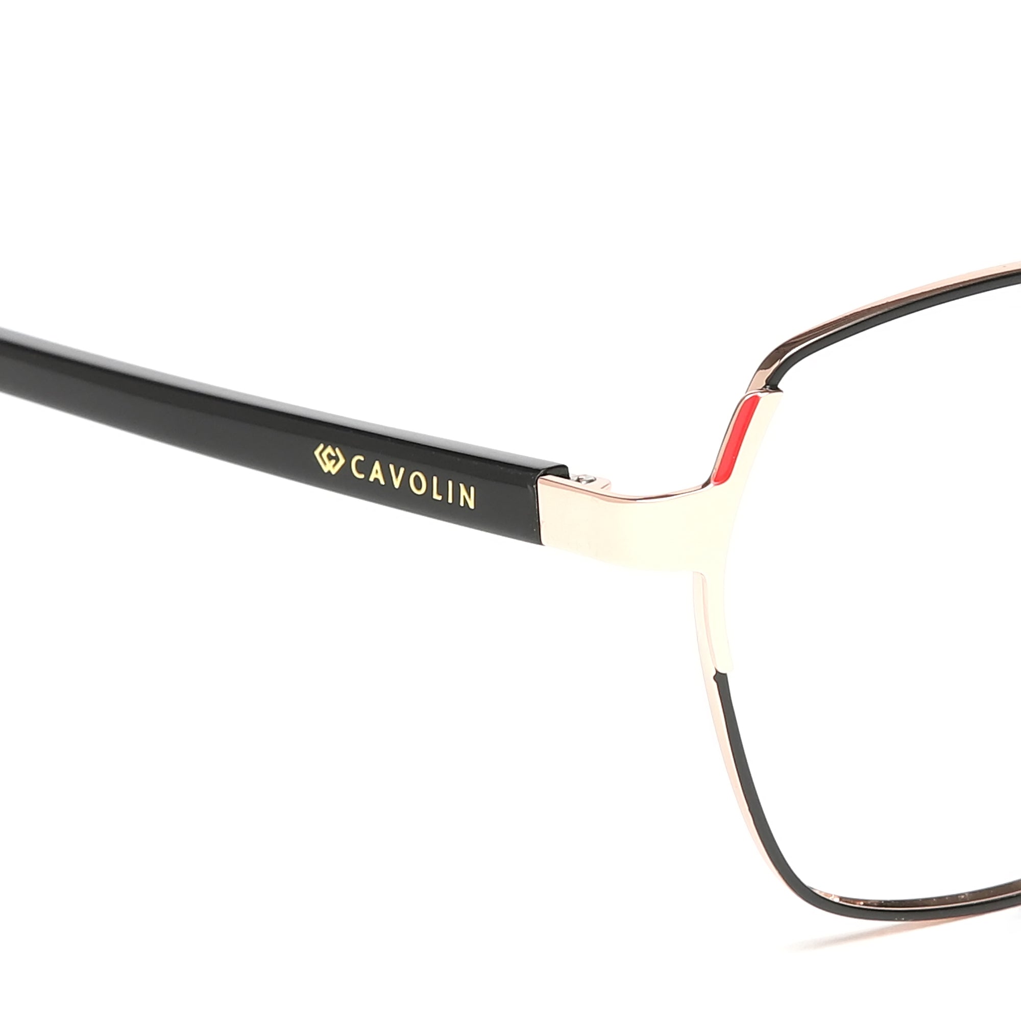 Cavolin Gold Black Geometric Eyeglasses