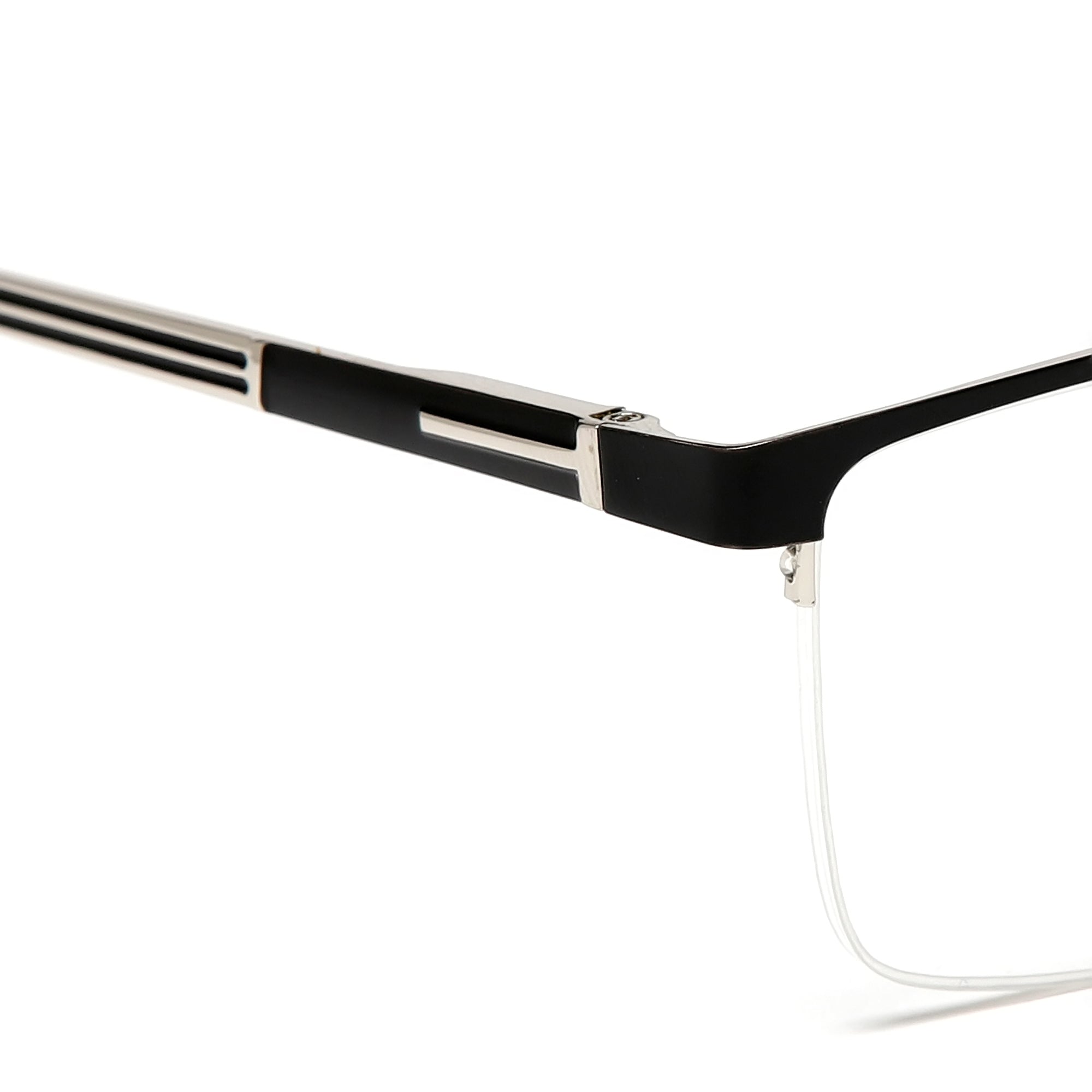 Cavolin Black Silver Rectangle Eyeglasses