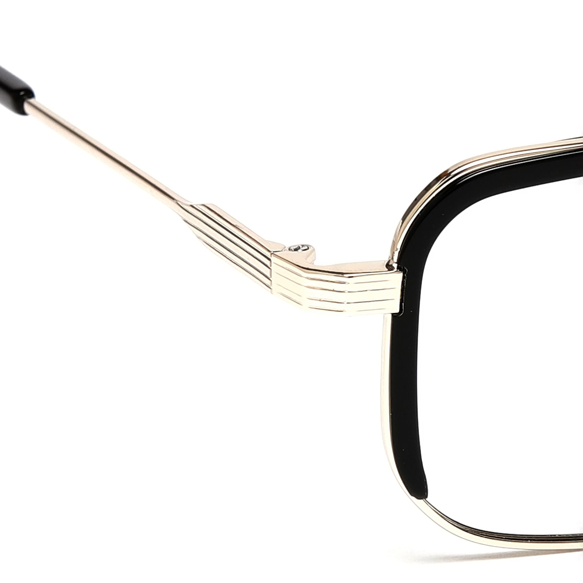 Cavolin Black Silver Rectangle Eyeglasses