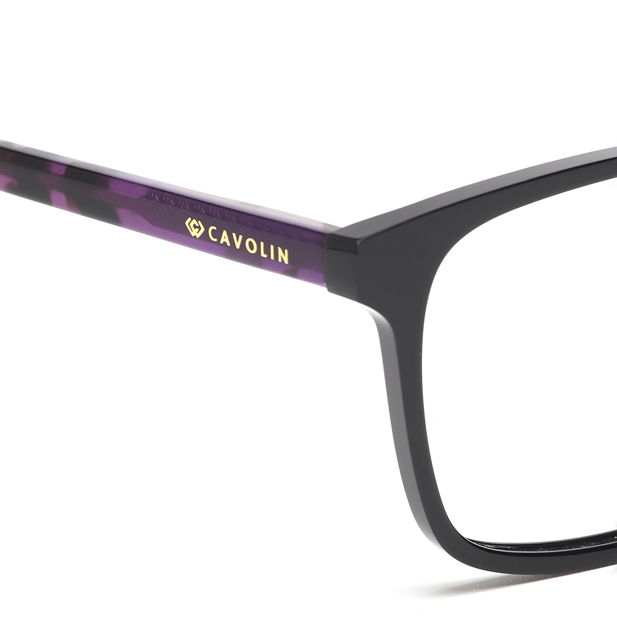 Cavolin Black Purple Rectangle Eyeglasses