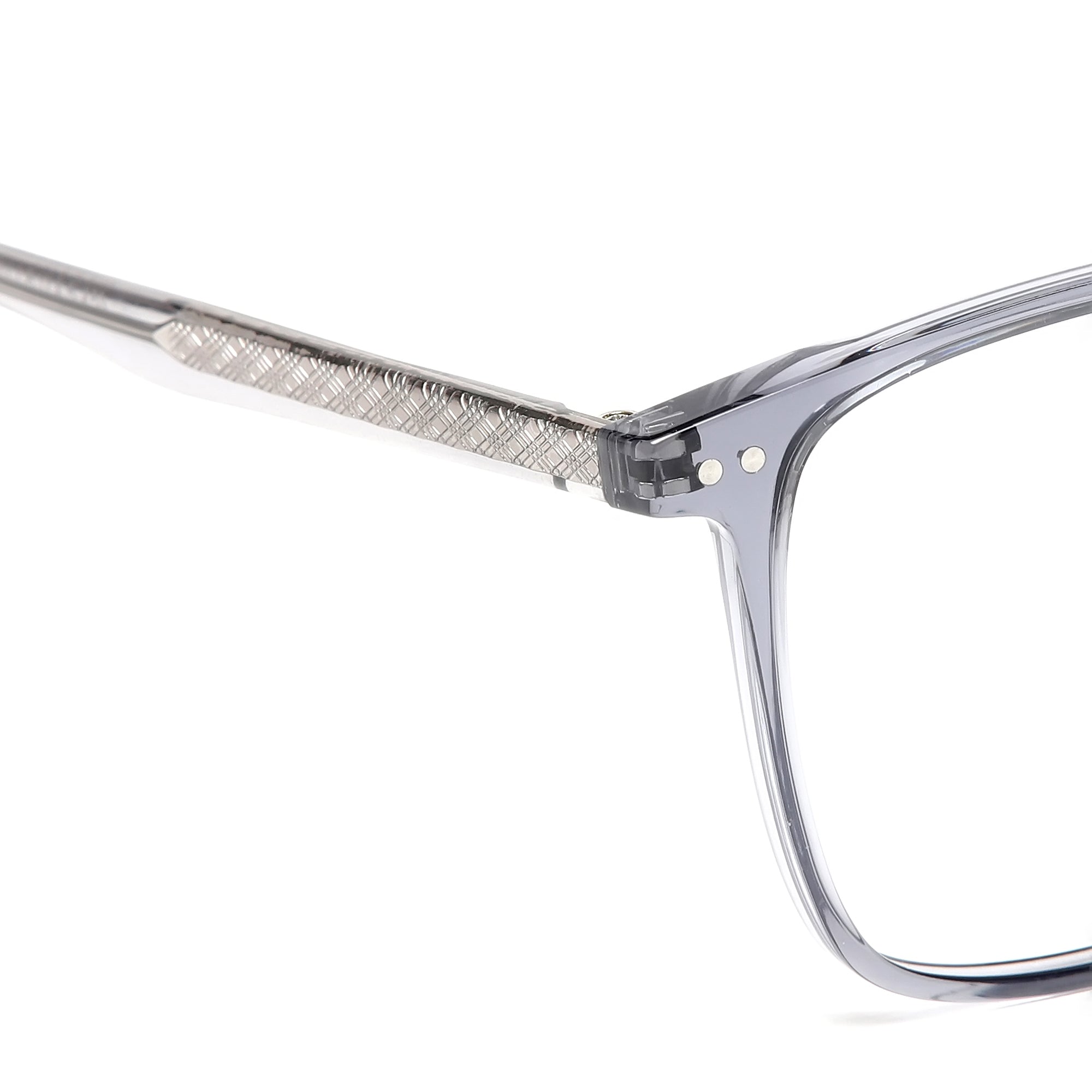 Cavolin Blue Grey Transparent Rectangle Eyeglasses