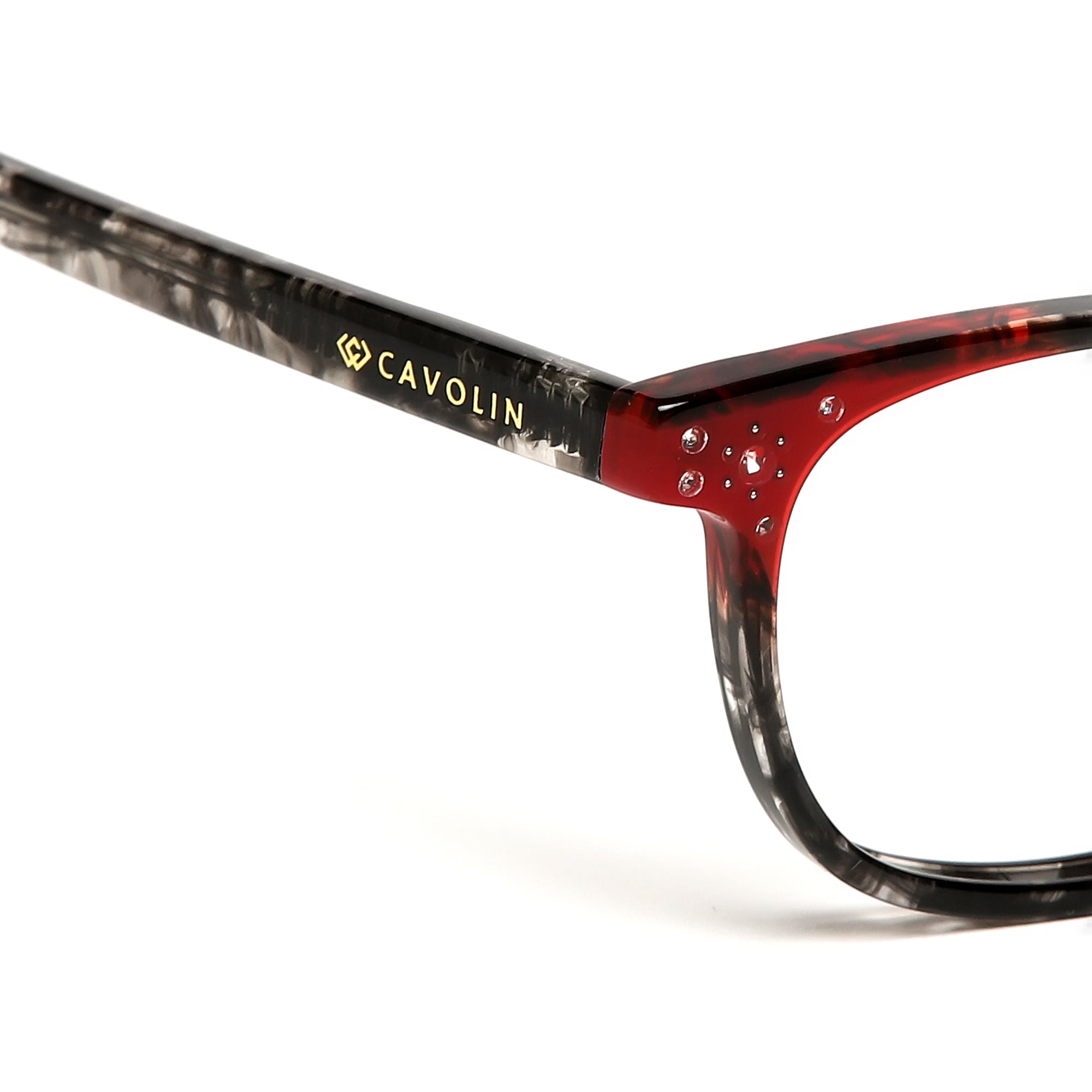 Cavolin Black Red Cat Eye Eyeglasses