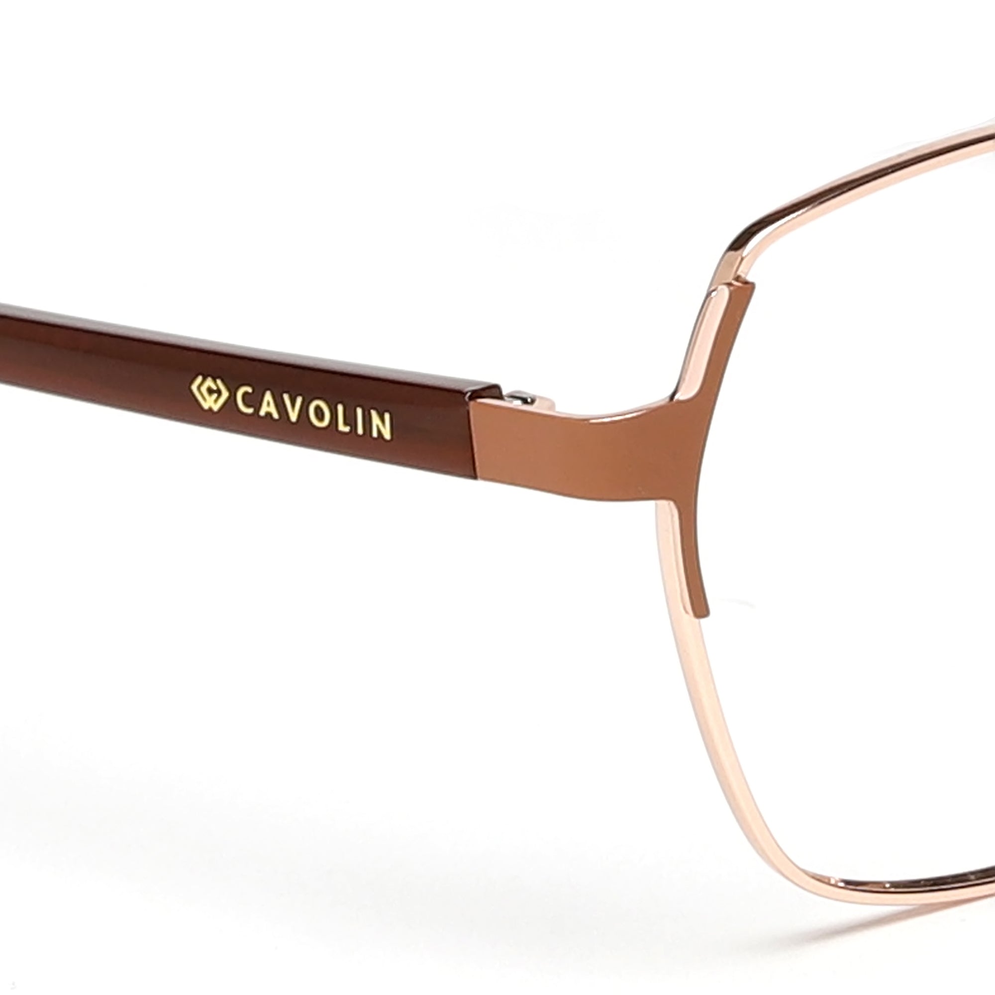 Cavolin Gold Brown Geometric Eyeglasses