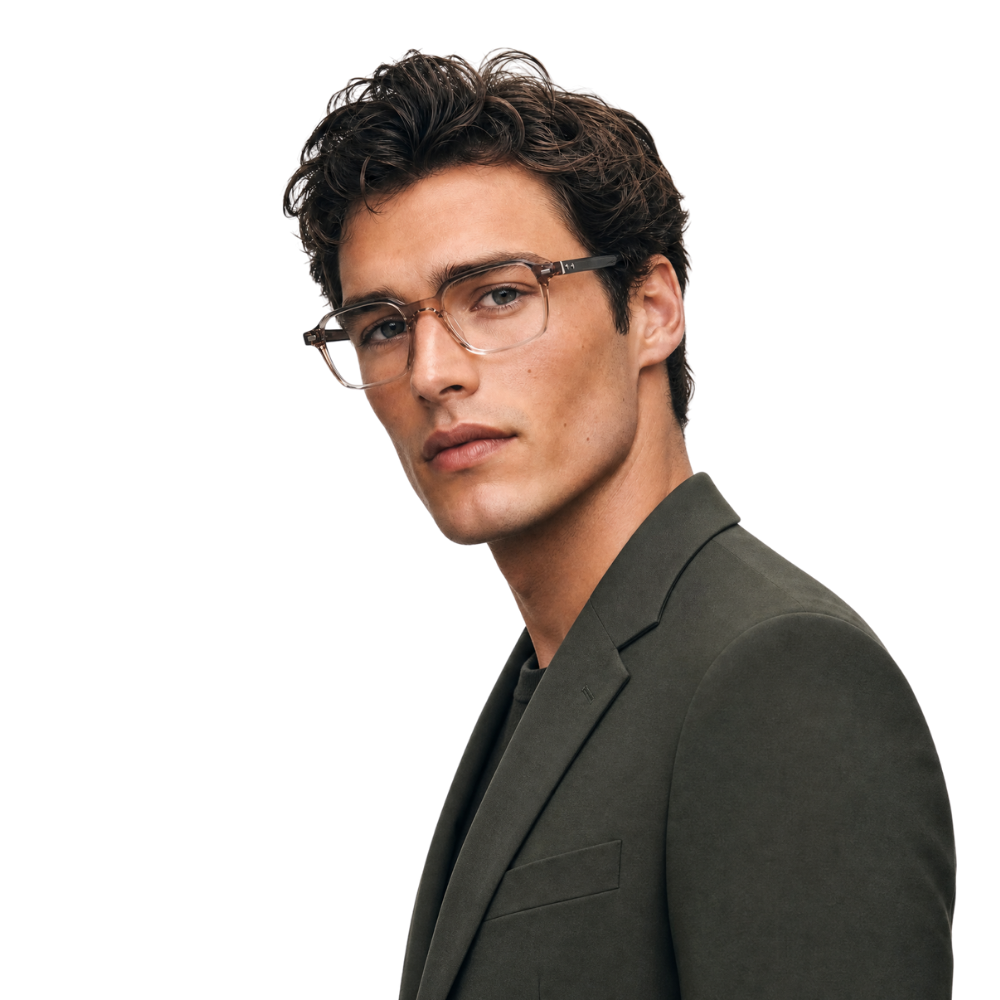 Cavolin Brown Transparent Clip On Square Eyeglasses