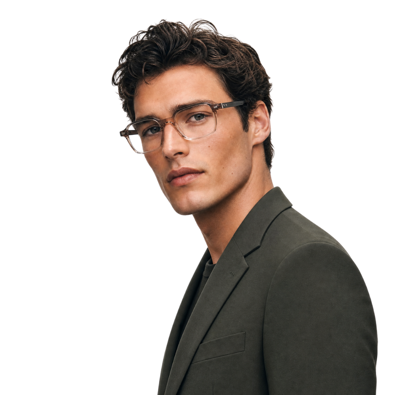 Cavolin Brown Transparent Clip On Square Eyeglasses