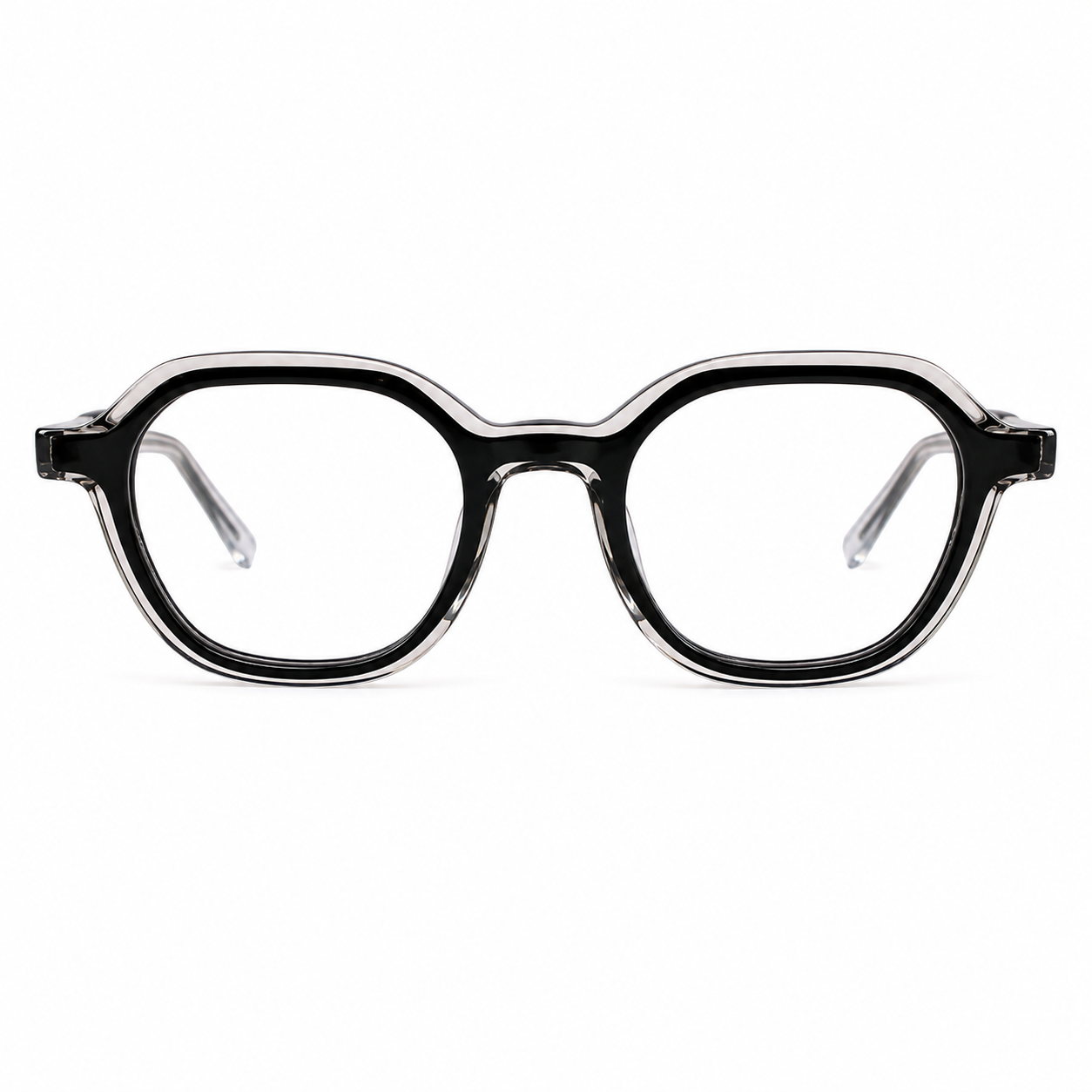 Cavolin Transparent Black Geometric Eyeglasses