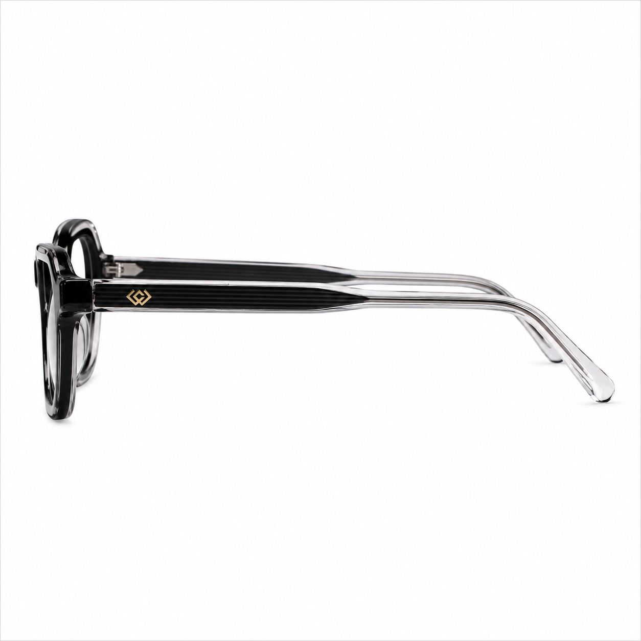 Cavolin Transparent Black Geometric Eyeglasses