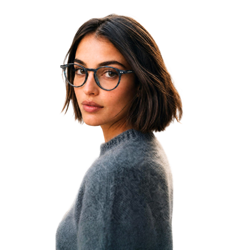 Cavolin Blue Round Eyeglasses