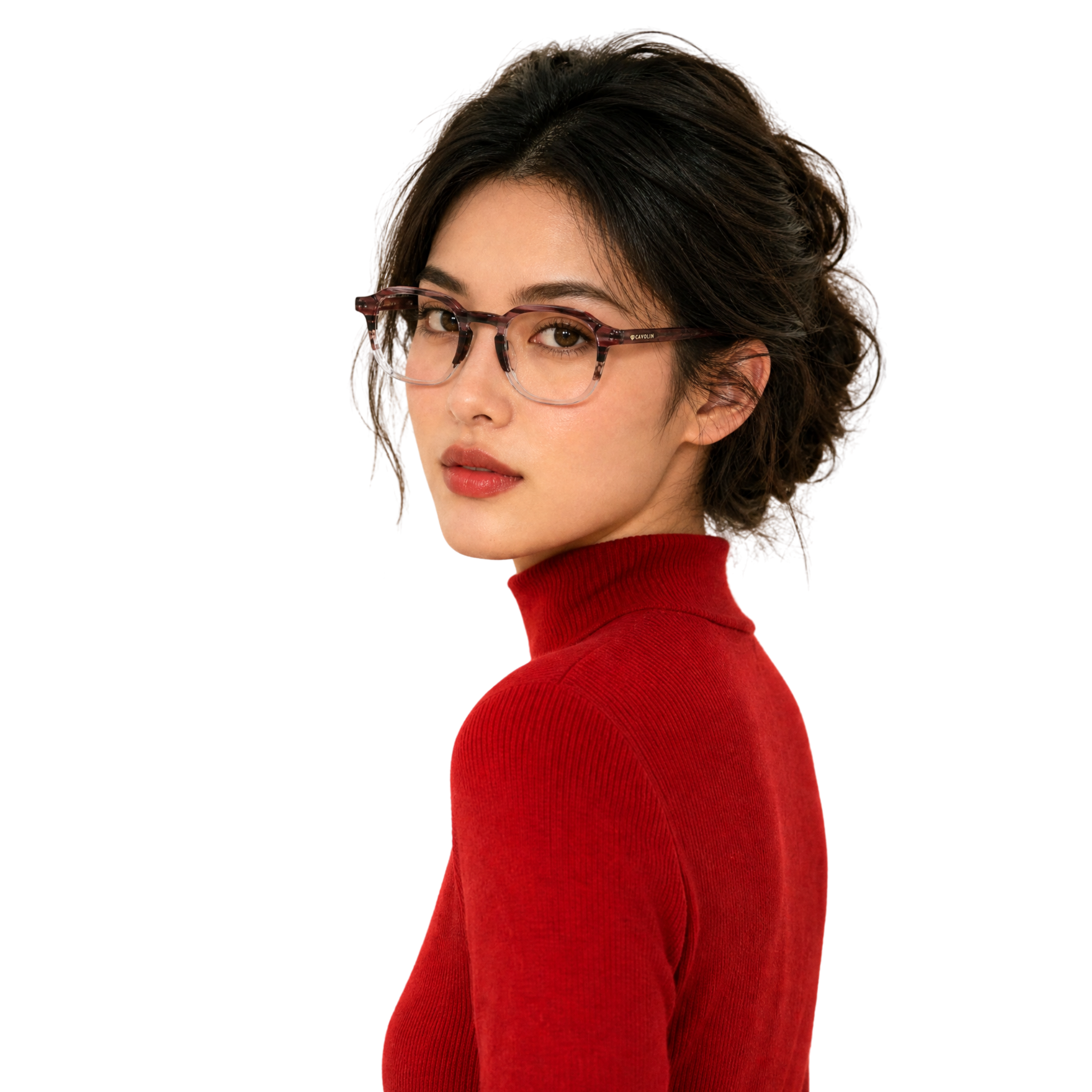 Cavolin Purple Transparent Square Eyeglasses