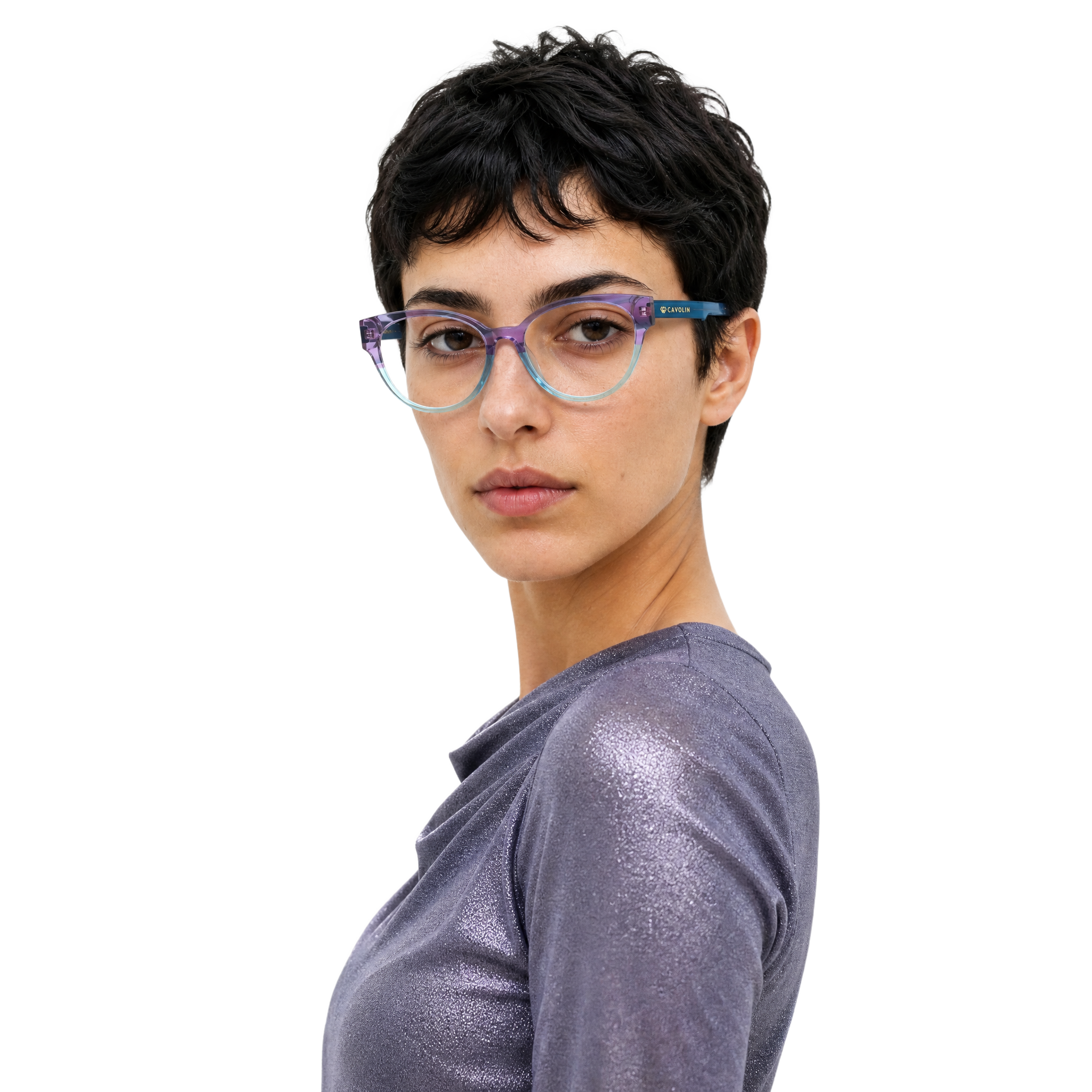 Cavolin Purple Blue Cat Eye Eyeglasses