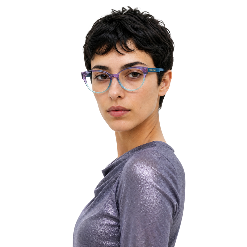 Cavolin Purple Blue Cat Eye Eyeglasses