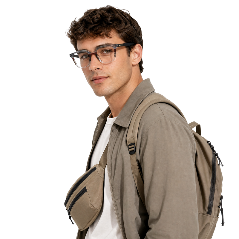Cavolin Grey Transparent Square Eyeglasses