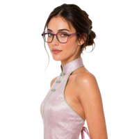 Cavolin Pink Green Hexagonal Eyeglasses
