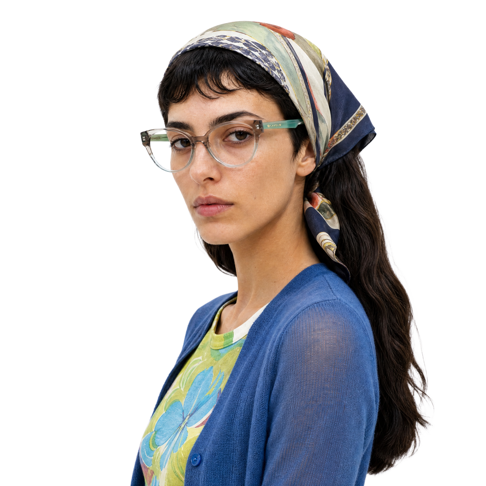 Cavolin Grey Green Cat Eye Eyeglasses