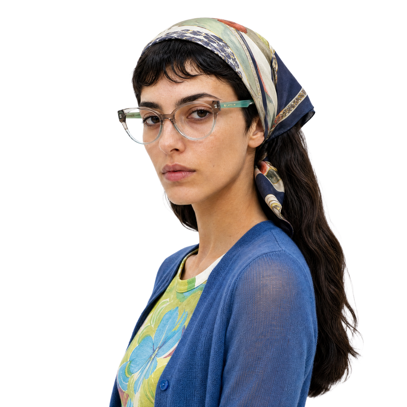 Cavolin Grey Green Cat Eye Eyeglasses